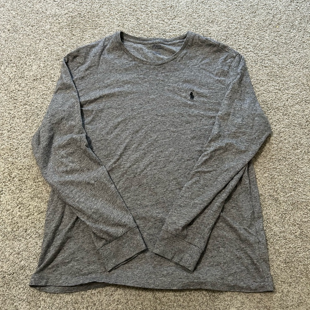 Ralph Lauren Gray Long Sleeve Tee Classic Crew Neck